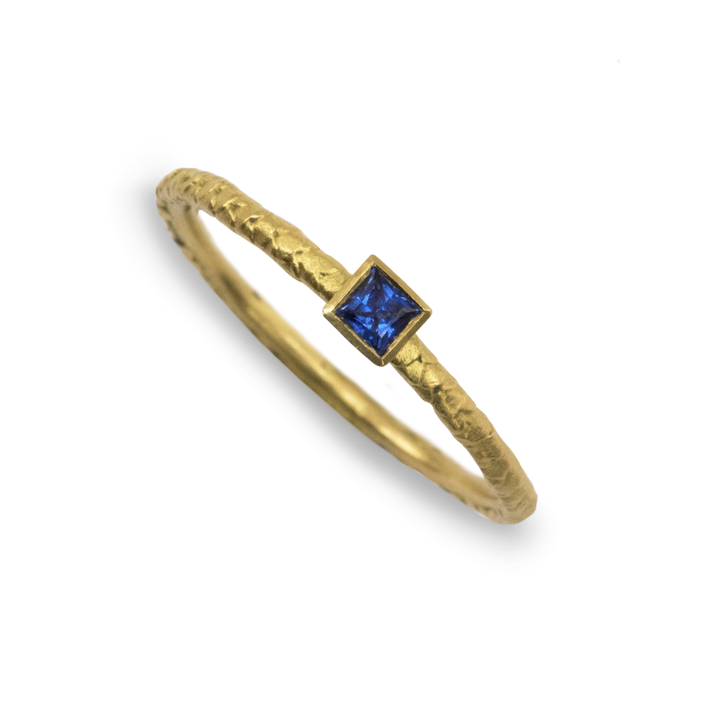 Catkin Square Sapphire Stacking Ring in 18ct gold size M 1/2