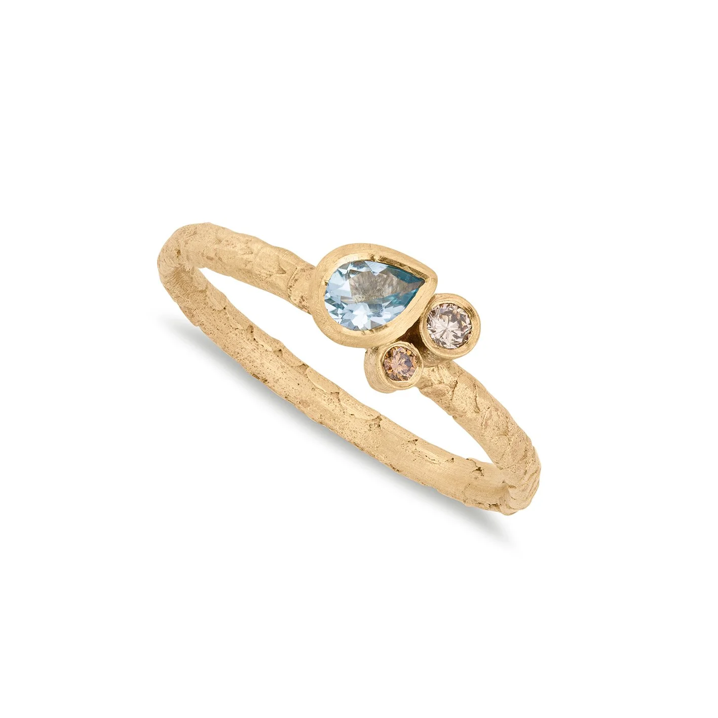 Catkin Pear Aquamarine Diamond Cluster Ring in 9ct gold size K