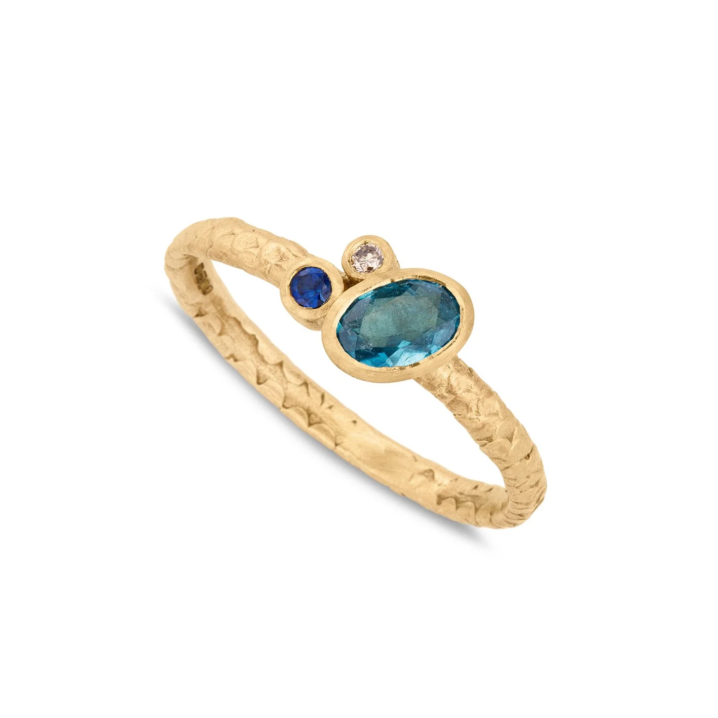 Catkin Ocean Blue Cluster Ring in 9ct gold size P