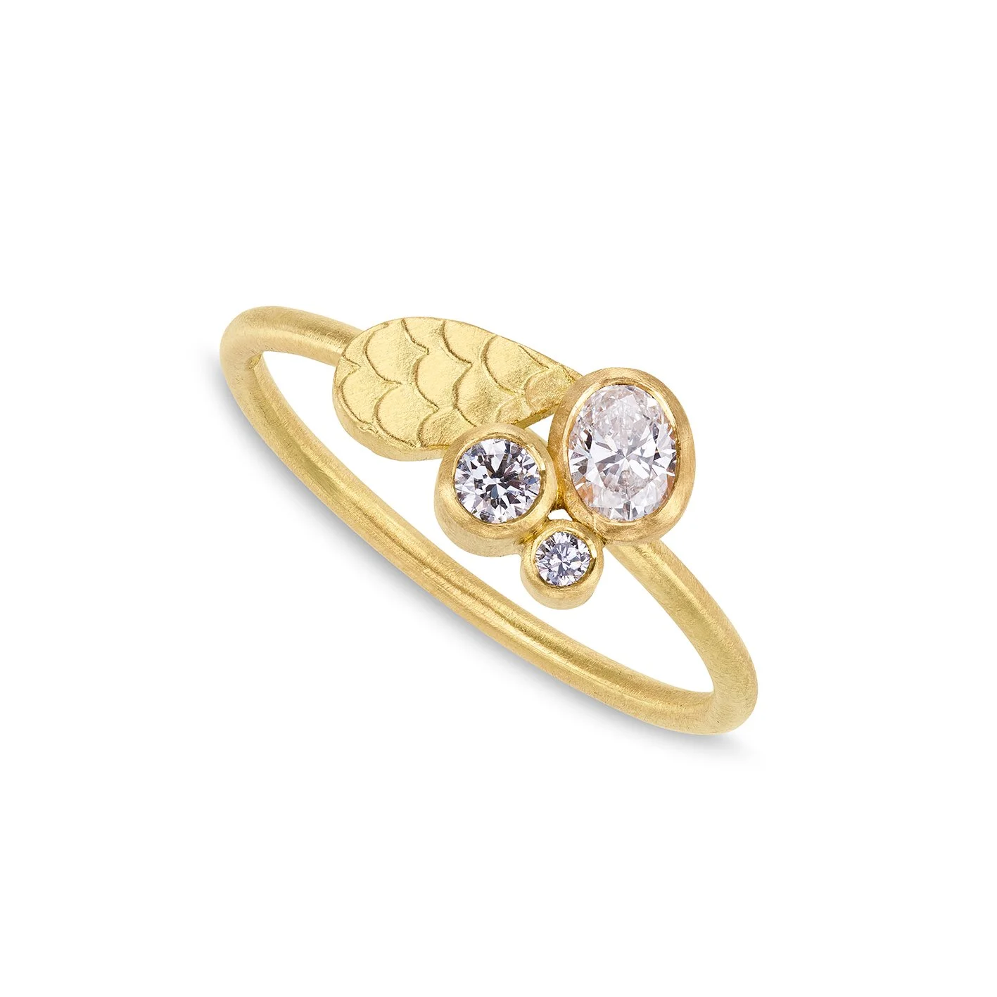 Droplet Diamond Cluster Ring in 18ct gold size N