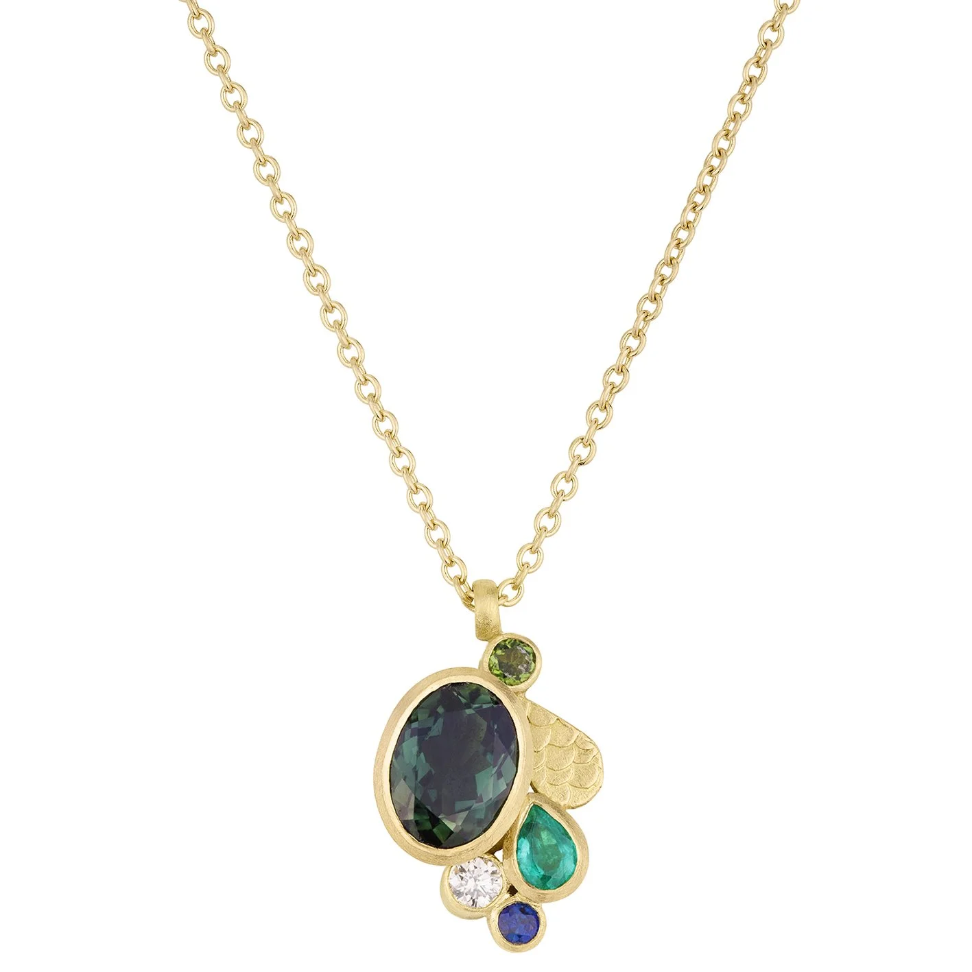 Happenstance Droplet Pendant with Green Tourmaline
