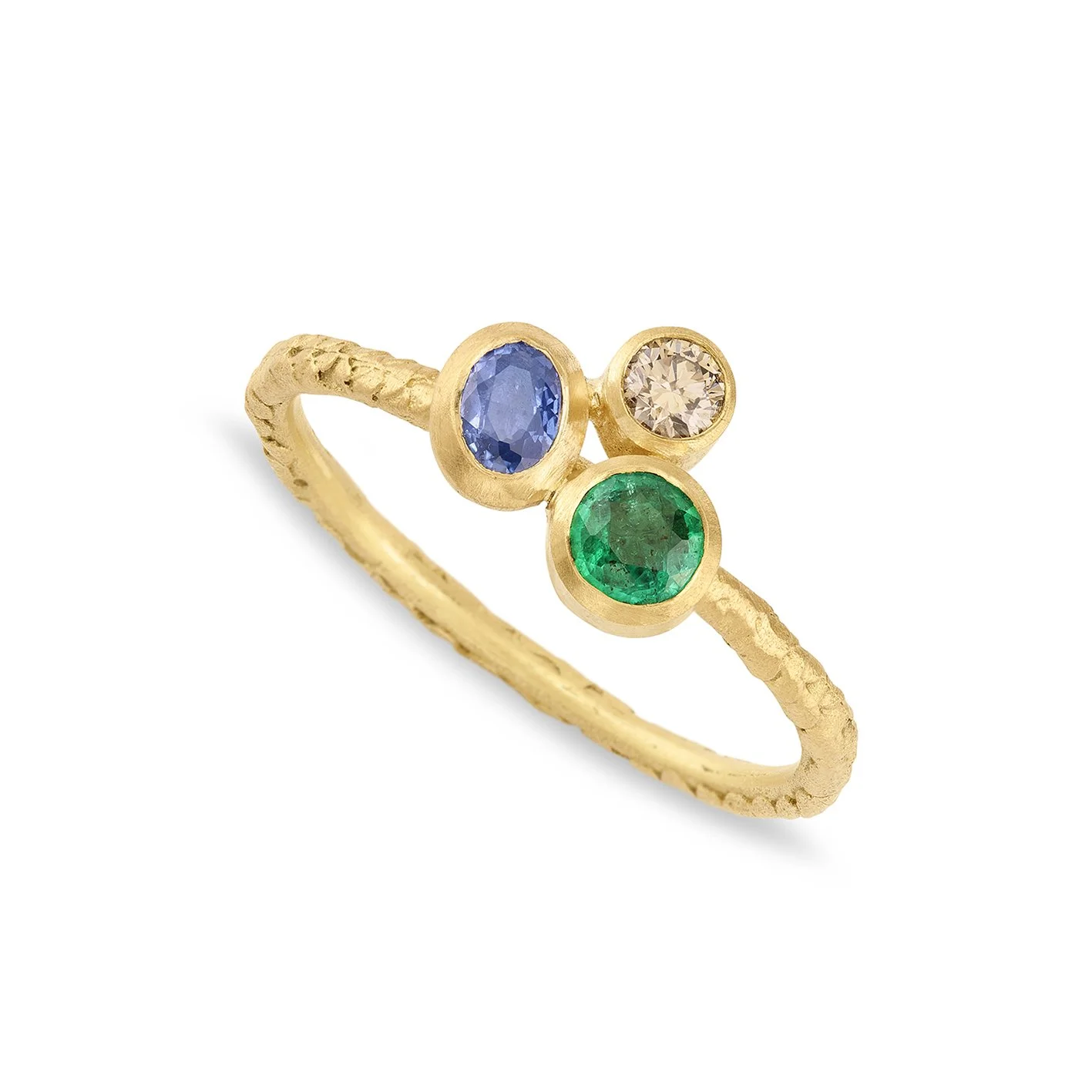 Catkin Sapphire Swirling Stones Ring in 18ct gold size L 1/2