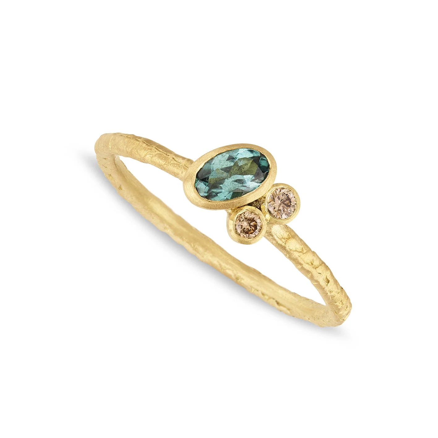 Blue Tourmaline Diamond Cluster Ring in 18ct gold size M