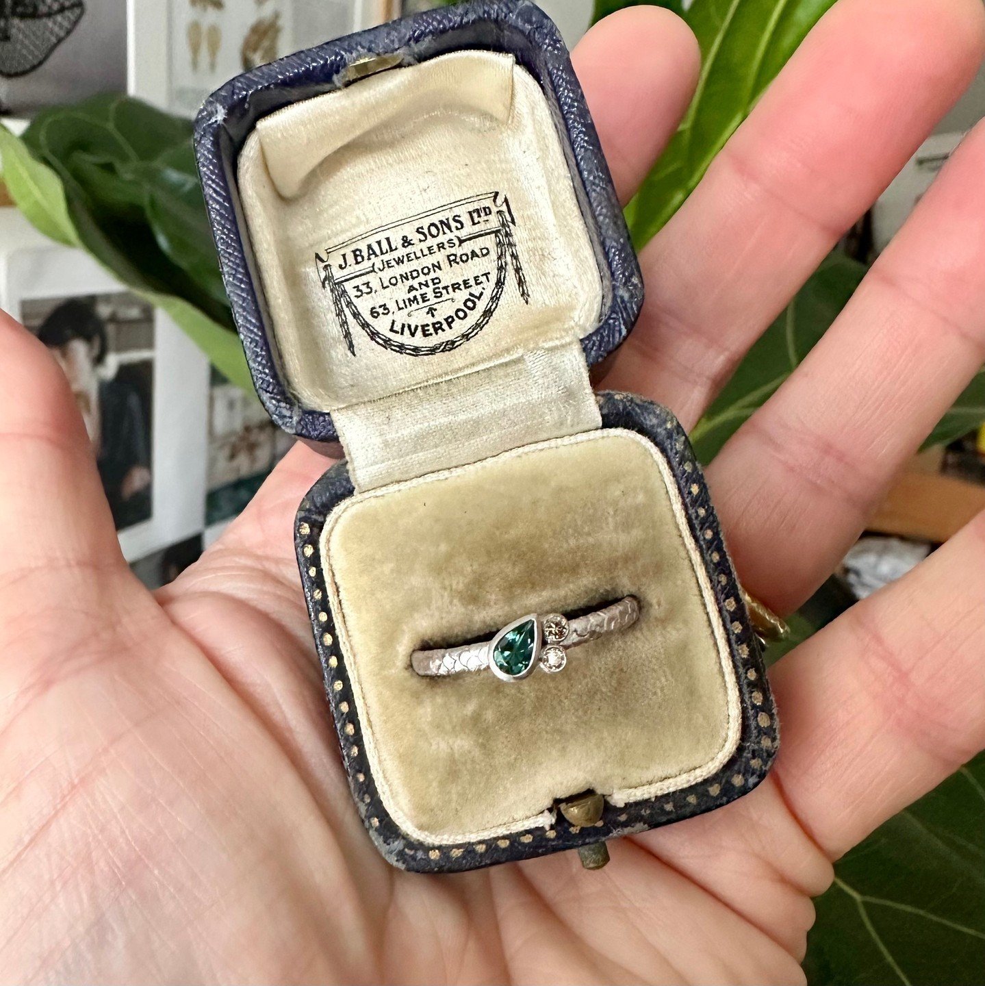 I love working with clients to create bespoke engagement rings. This bespoke treasure is platinum set with a blue tourmaline and champagne diamonds. If you are looking for the perfect engagement ring for your other half, why not get in touch so we ca