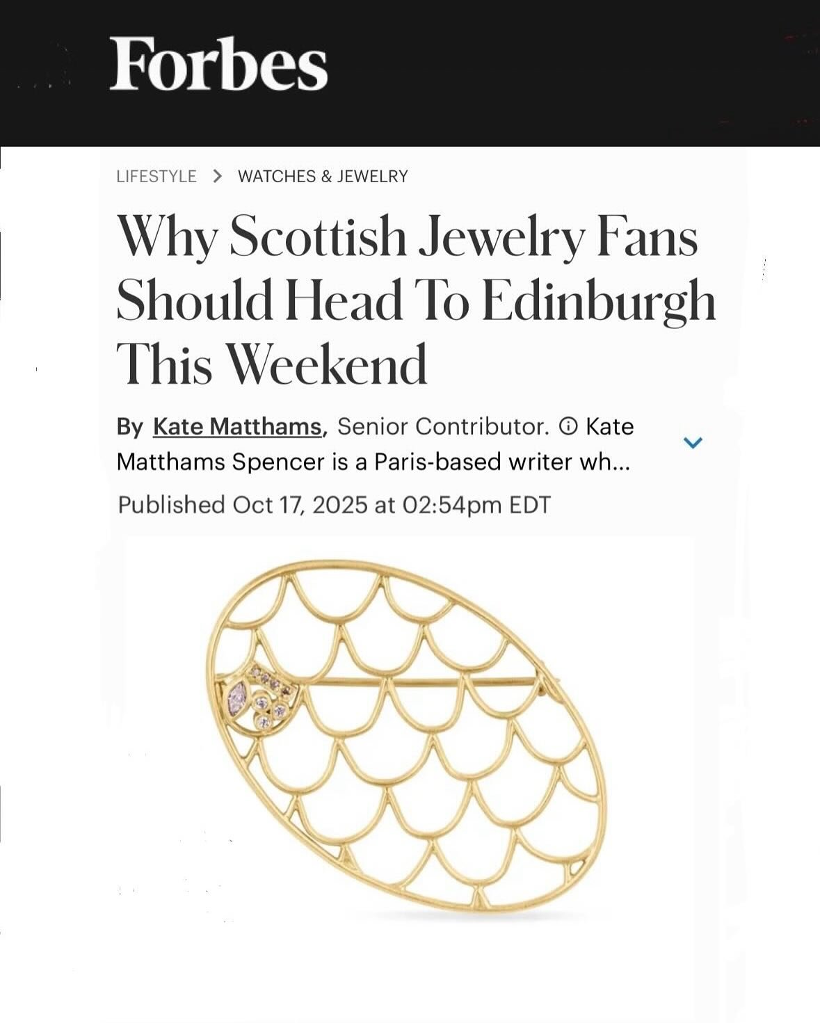 So delighted to have my Interlace Brooch featured in @forbes for the final weekend of Harvest by @stacey___hunter &amp; @craftscotland . Massive thanks to @katematthams @amy_wilson_pr &amp; @ebbagoring
