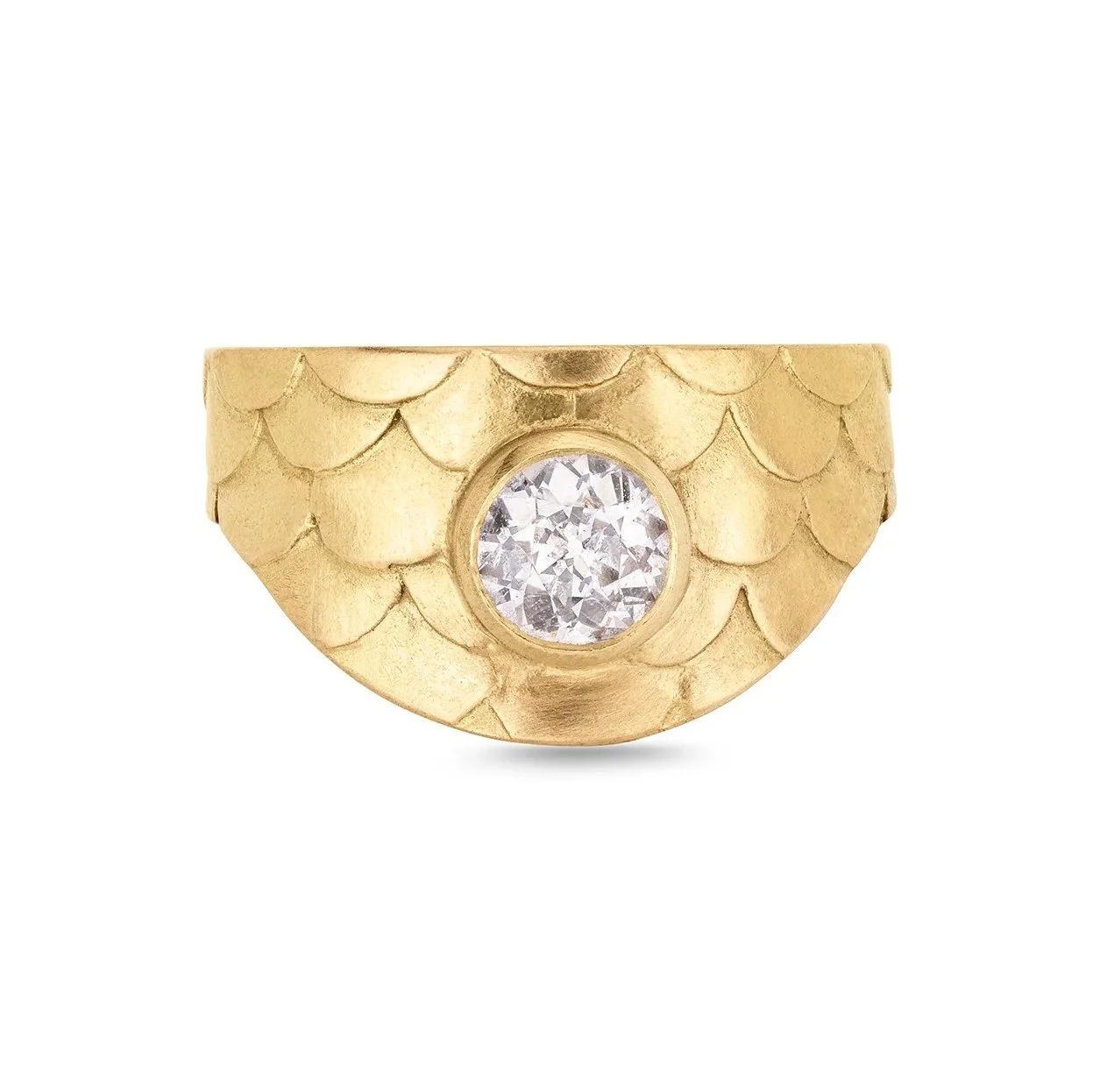 Crescent Old European Cut Diamond Solitaire Ring in 18ct Gold