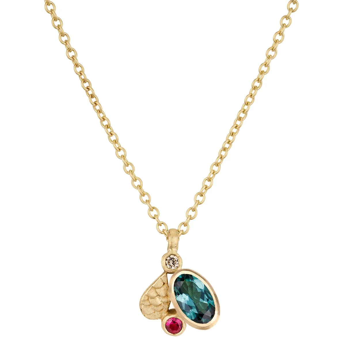 Tiny Happenstance Pendant with Blue Tourmaline