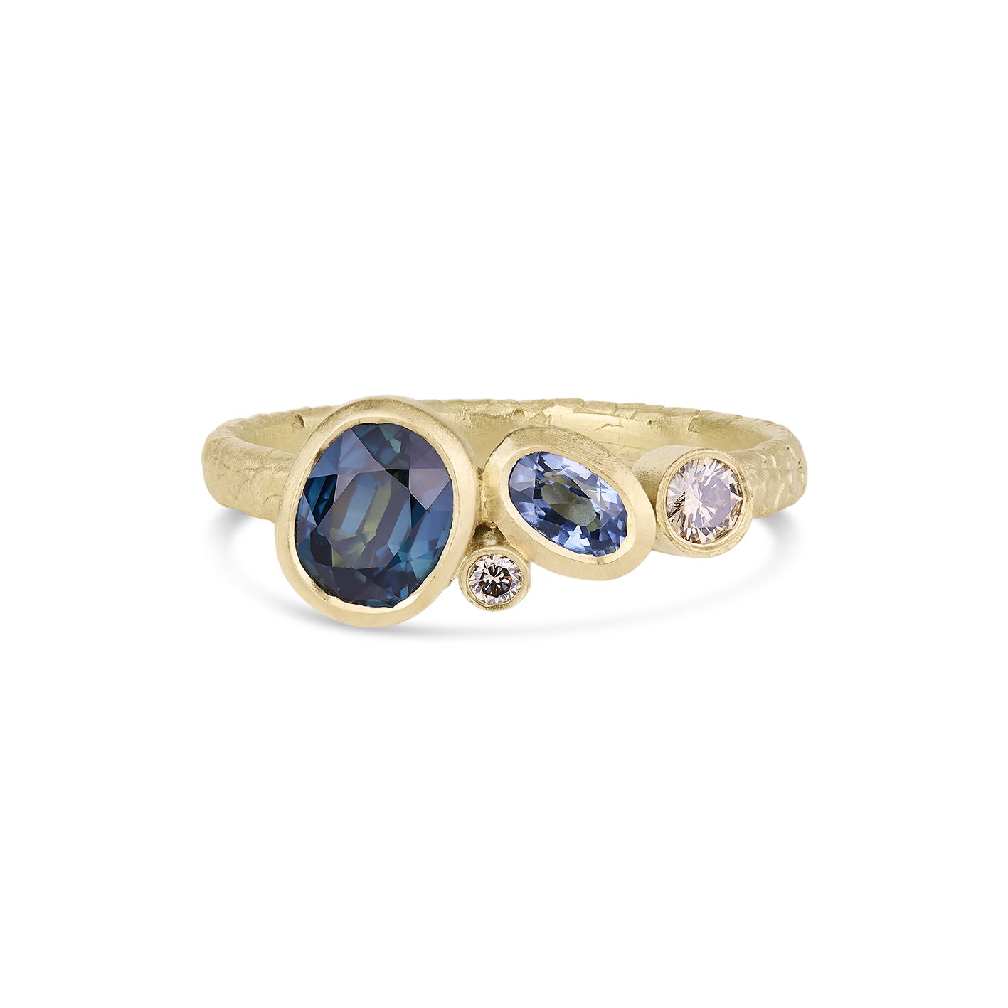 Sapphire and Diamond Cluster Ring