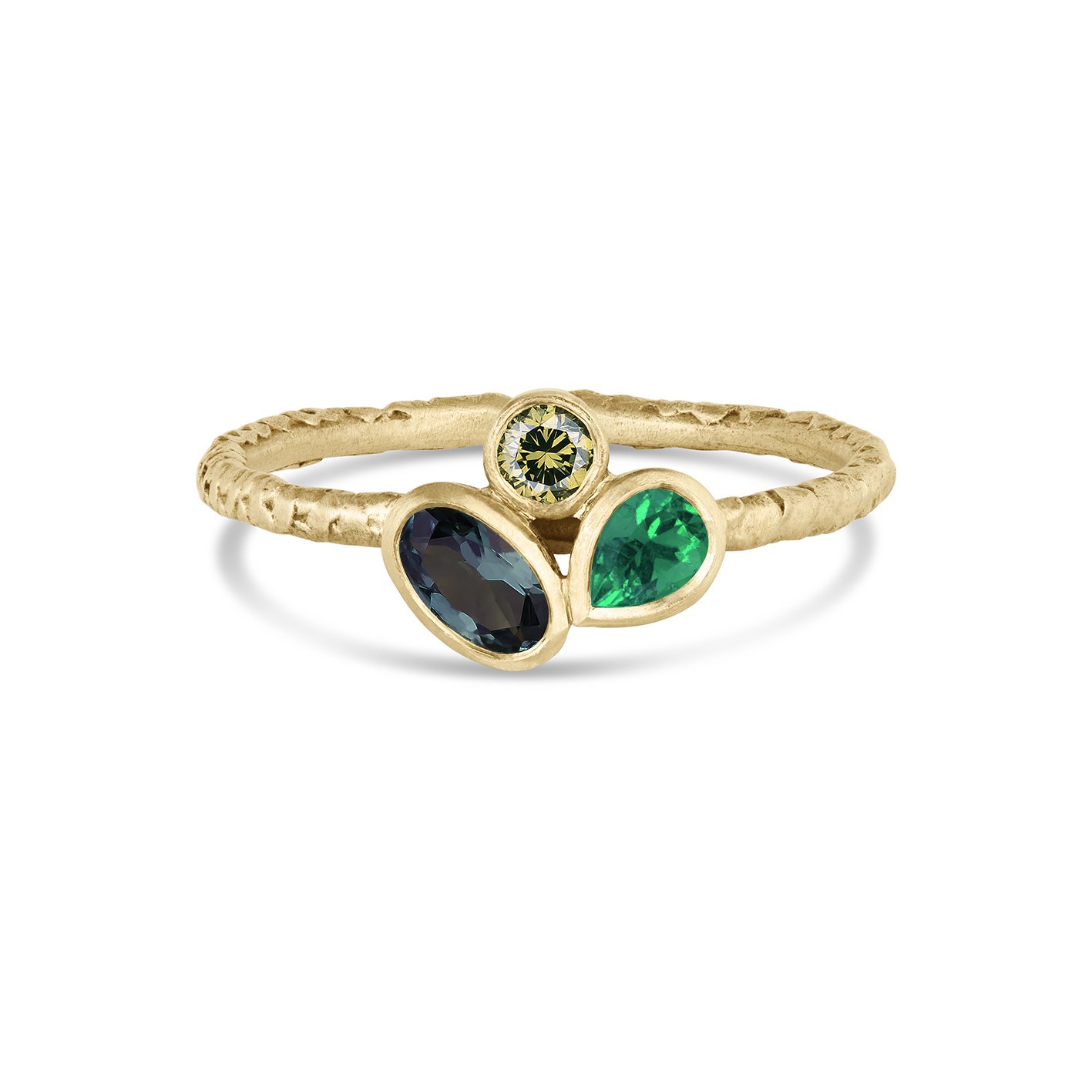 Swirling Stones Ring with Midnight Blue Sapphire | 18ct Gold