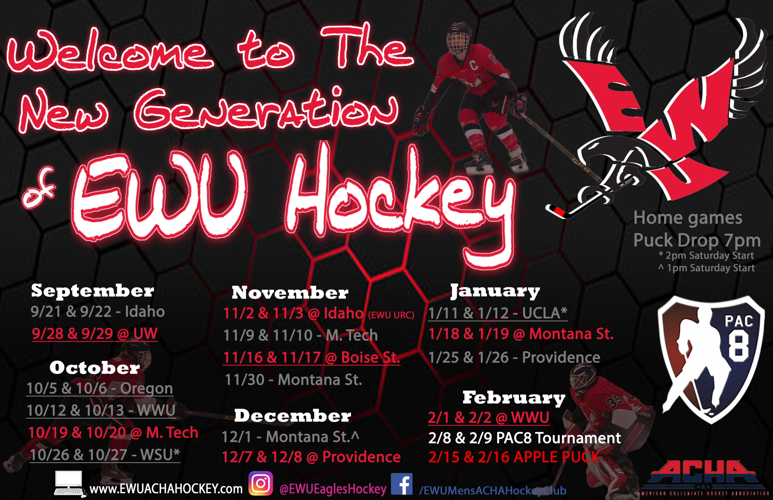 EWU Eagles Hockey Club-Eagles release 2018/2019 Schedule