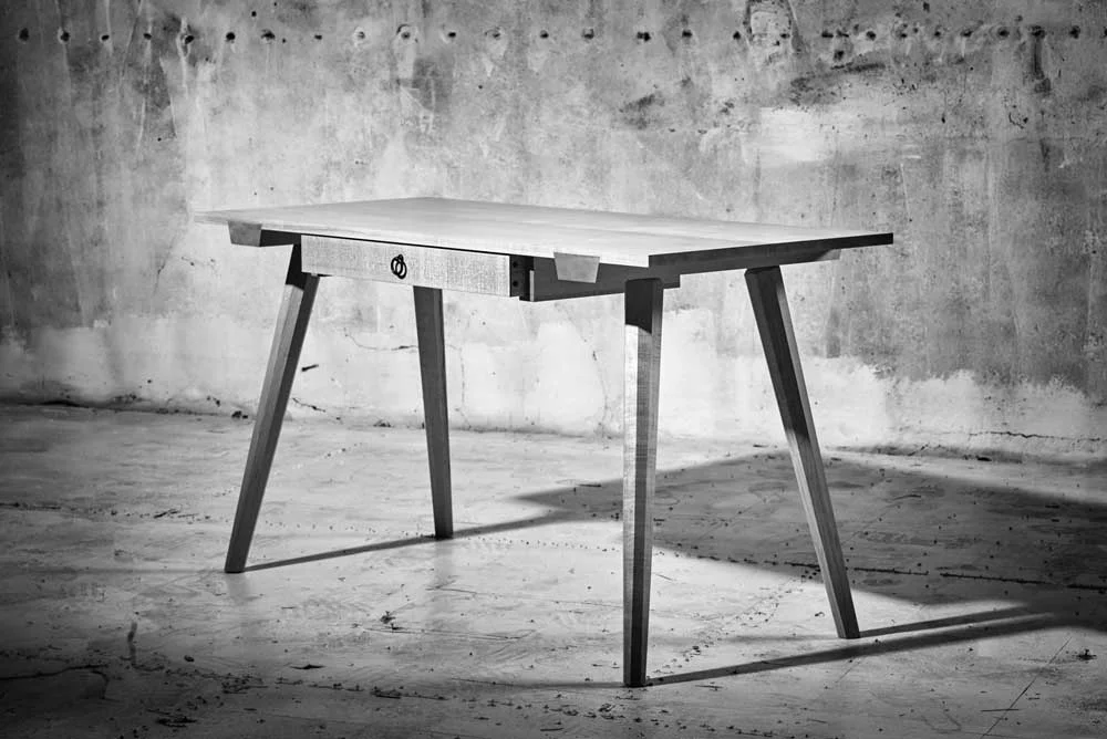 Staked Worktable: Maple and pine with a lacquer finish