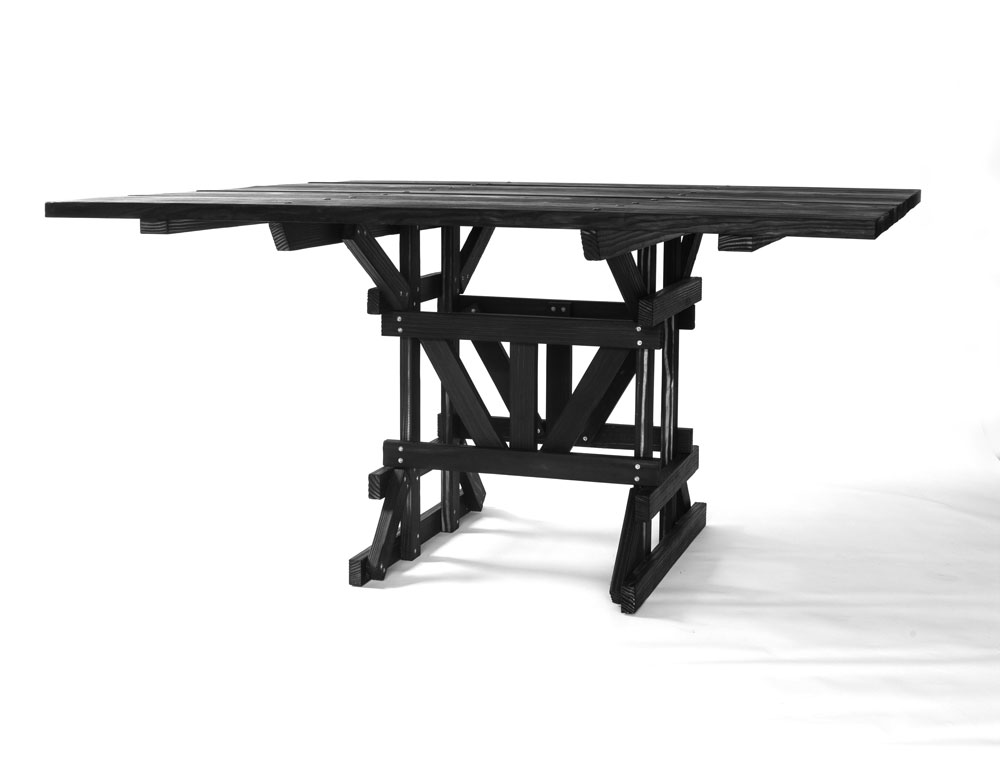 Enzo Mari Table: Yellow pine with a charred finish