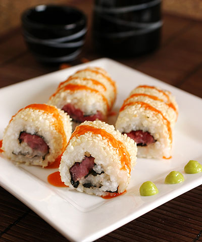 Spicy Tuna Rolls with Sriracha Wasabi Sauce