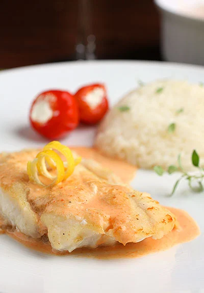 Grouper with Peppadew Goat Cheese Cream Sauce