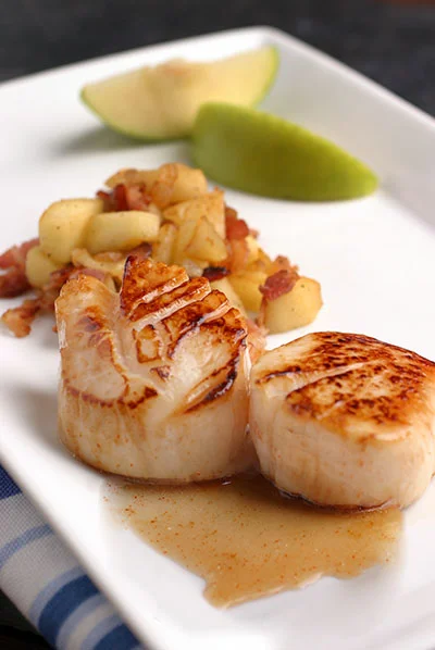 Maple Cayenne Scallops with Granny Smith Home Fries