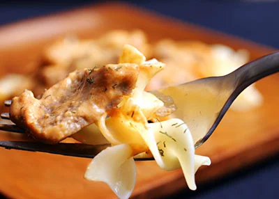 Strip Steak Goulash, with criminis