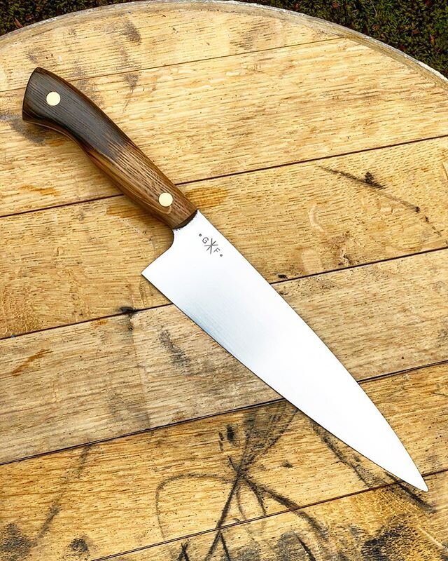 8&rdquo; classic western style Chef with &ldquo;flame licked&rdquo;bourbon barrel oak. I remember back in the day my biz partner @ynotaiazzi was prepping a TV spot on the @todayshow with @chefcharliepalmer. He was working on the menu for the show in 