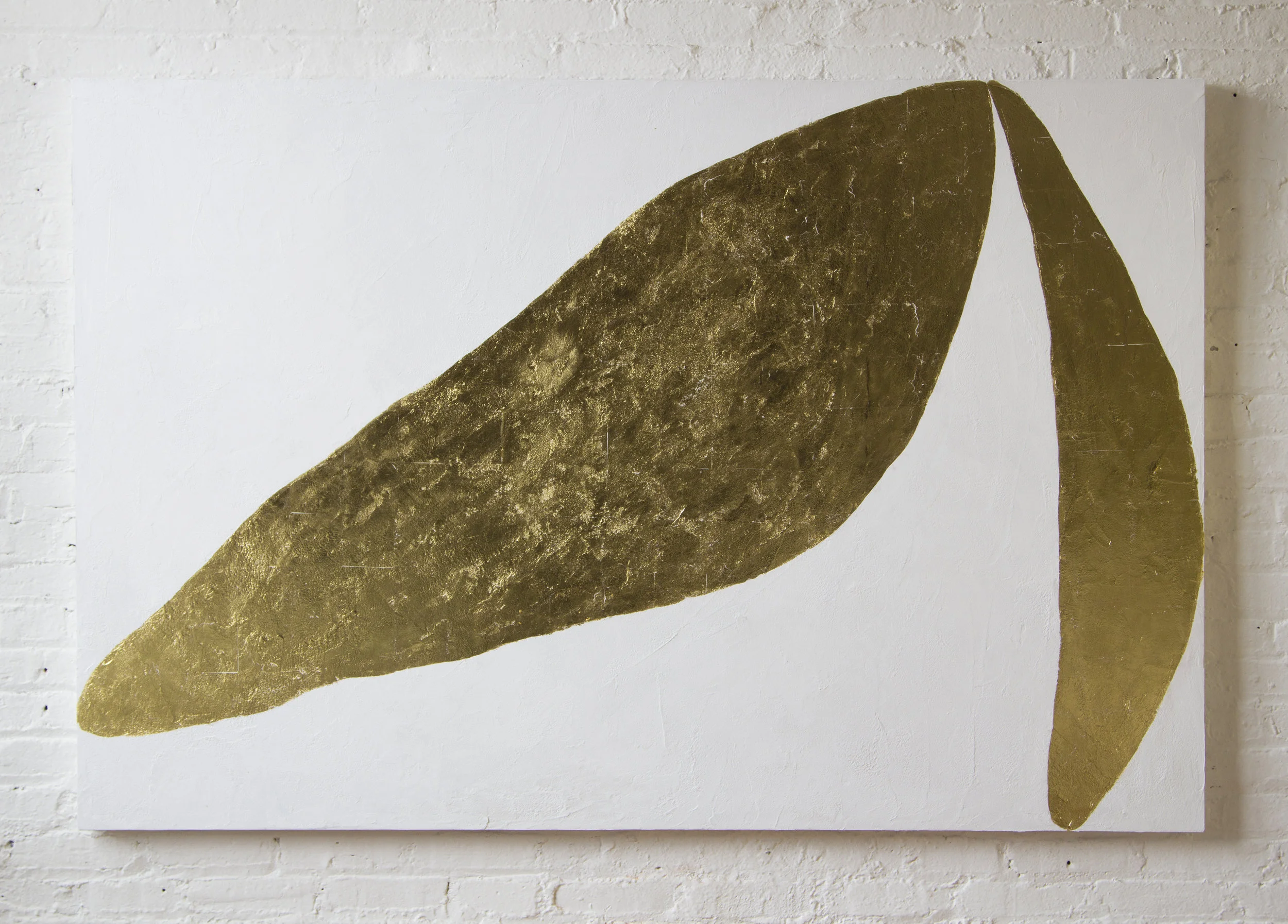 Lunge 23K gold leaf, acrylic, & fiber paste on canvas 48”x 72” 2018