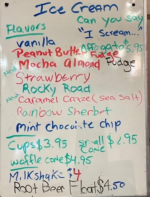 Ice Cream Menu