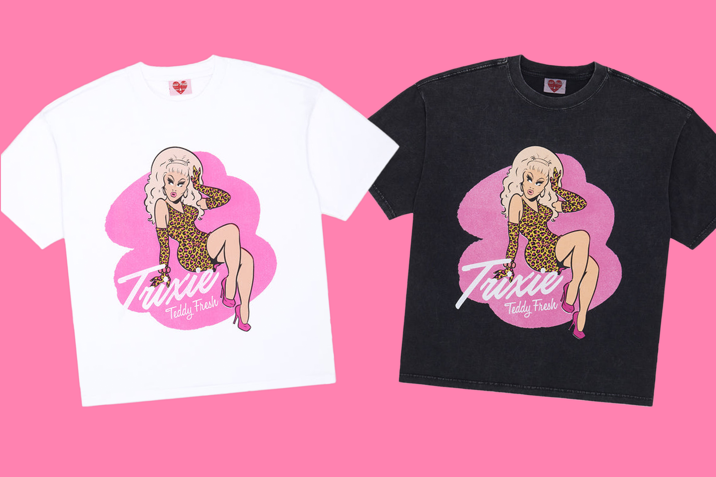 Trixie Mattel x Teddy Fresh black & white t-shirts