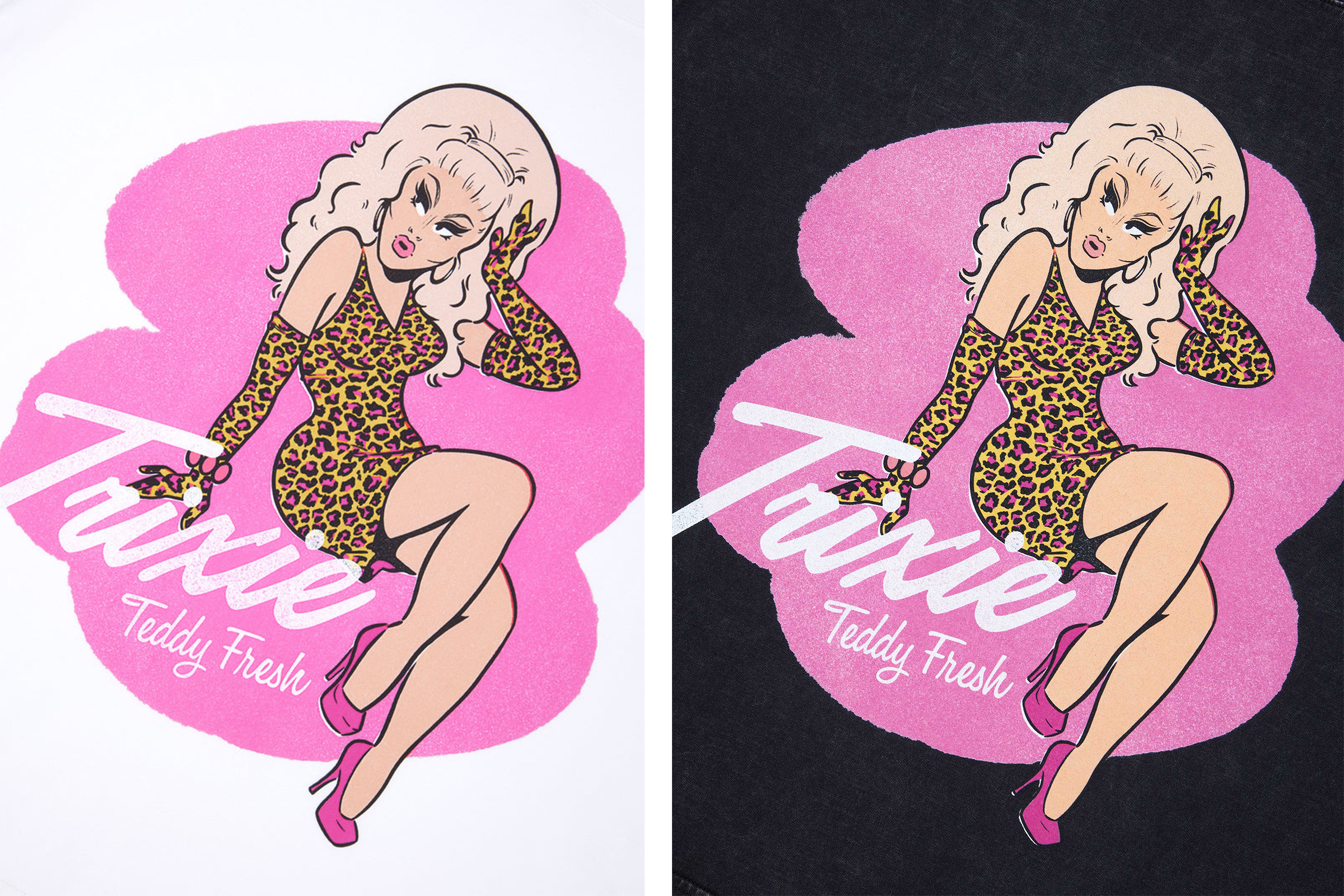 Trixie Mattel x Teddy Fresh black & white t-shirts