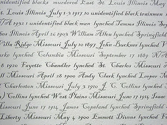 Wallpaper detail comprised of names of lynched individuals © LaShawnda Crowe Storm, used with permission of the artist.