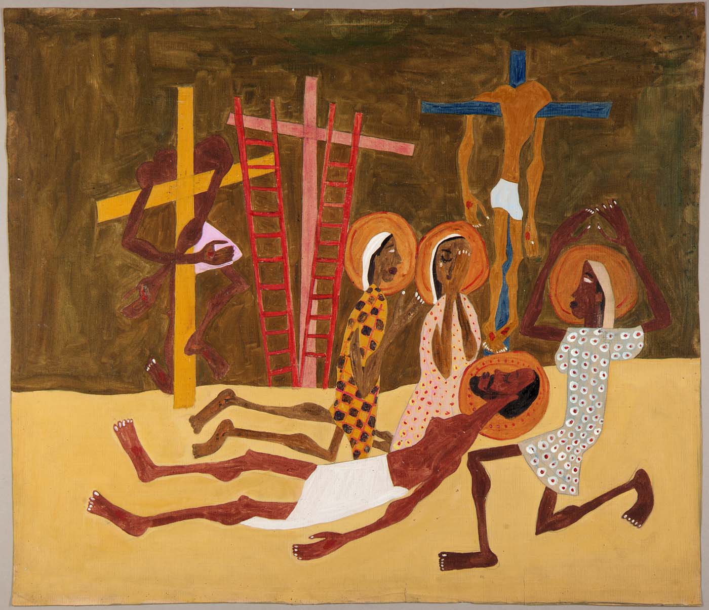 Lamentation, 1944, tempera and pencil on paper 19 1/4 x 22 3/8 in., © William H. Johnson, Smithsonian American Art Museum, Gift of the Harmon Foundation, used with permission.