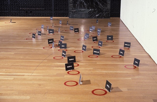 We Own The Night - A recreation of the crime scene where four NYPD officers murdered Amadou Diallo, firing 41 bullets at the unarmed man who was just standing in front of his apartment building. © Max King Cap Used with permission of the artist.