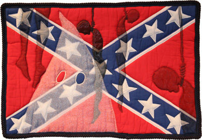 Southern Heritage, Southern Shame, 2001, © Gwendolyn A. Magee. Pieced, quilted, and appliquéd fabrics, with cording, 22.5"x 32.5" Courtesy the Estate of Gwendolyn A. Magee.