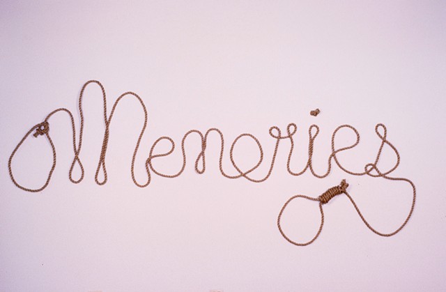 Memories © Max King Cap Memories - A family portrait and history lesson that references the artist's family. His maternal grandfather, Earl, who was born in Wyoming and worked as a cowboy. His great uncle, James, was lynched in Georgia after being accused of cheating at cards. The lasso, on one end, alludes to the creation myth of the United States—taming the wild west—and the noose on the other end illustrates the racial oppression that built its wealth and privilege. Used with permission of the artist.