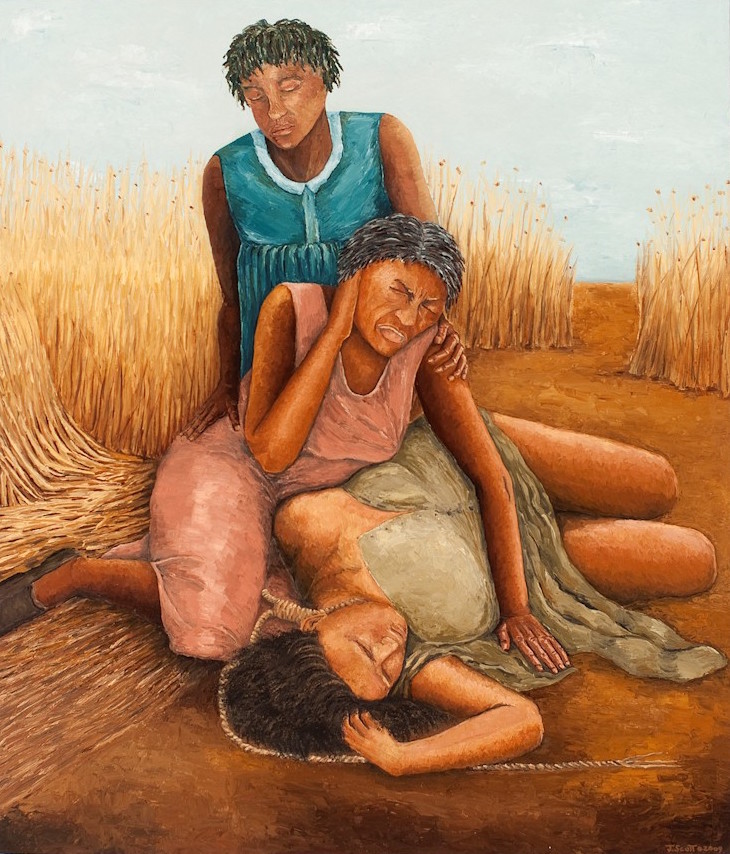 Three Generations. 48" x 56" oil painting.  © Jennifer Scott, 2009. Used with permission of the artist.