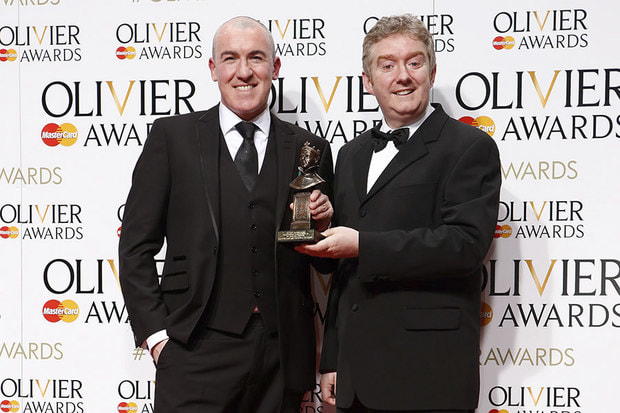 Fishamble’s Pat Kinevane and Jim Culleton after winning an Olivier Award for SILENT