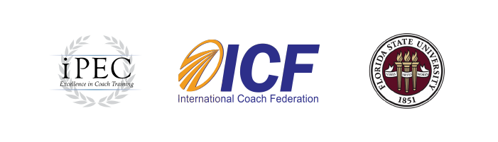 iPec Excellence in Coach Training Seal, International Coach Federation seal, Florida State University Seal