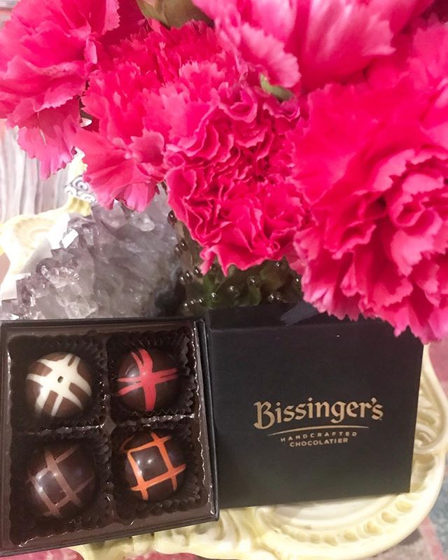 Strawberry Merlot, Earl Grey Blood Orange, Double Chocolate and Hazelnut Praline TRUFFLES ... YAS PLEASE! We had a sweet &lsquo;ol time hanging with @bissingers this weekend. 😍😍😍 #hearmeroar #chocolate #truffles