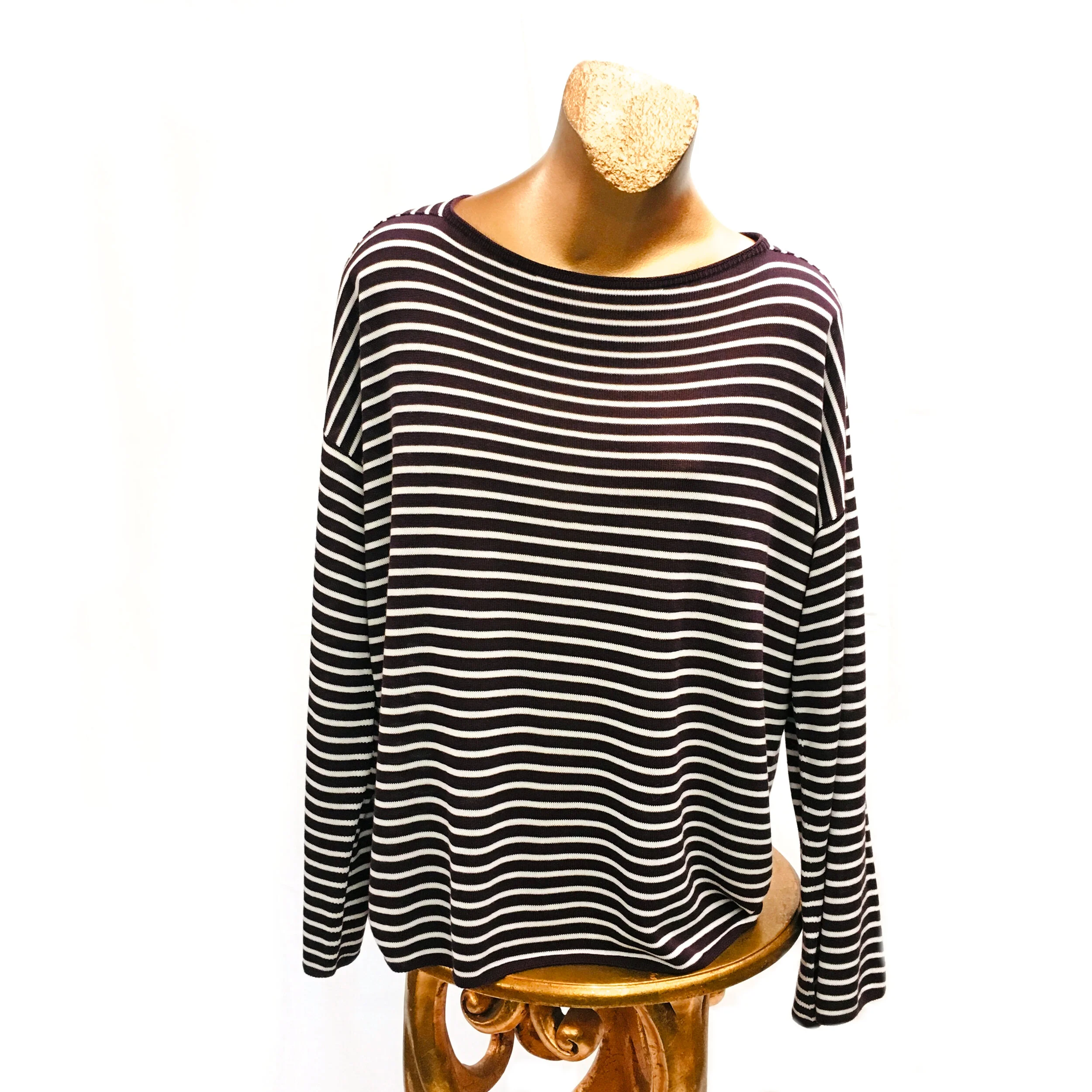 Bateau Neck Striped Sweater