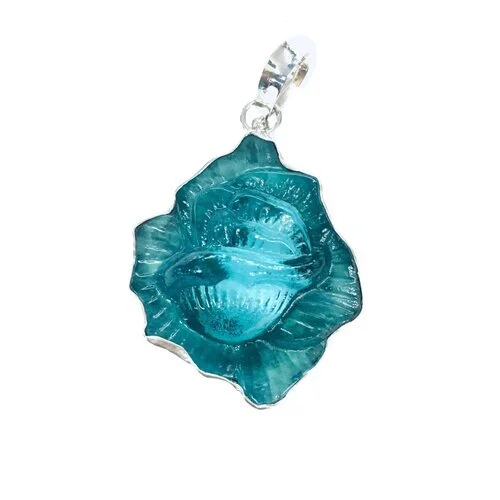 Madonna Rose Pendant in Teal