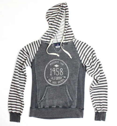 Striped Fleece Pullover Hoodie