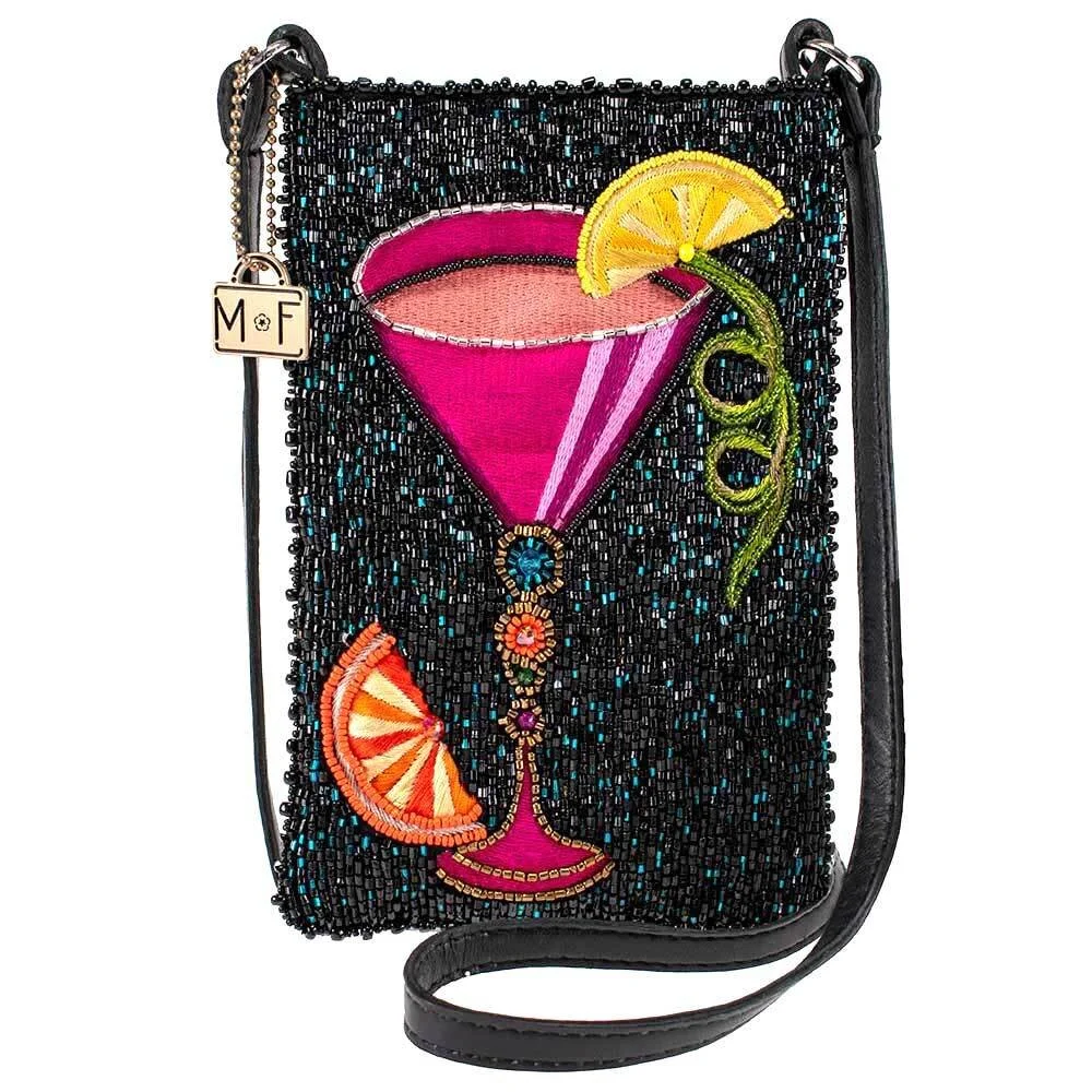 Take a Sip Beaded Leather Crossbody Phone Bag