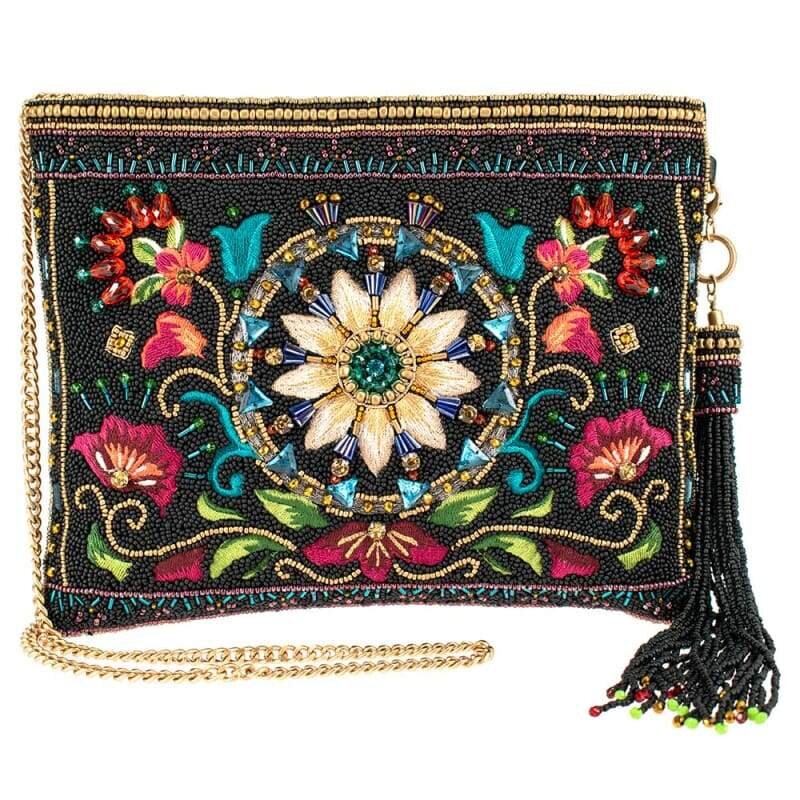 Valley of the Flowers Beaded Crossbody Handbag