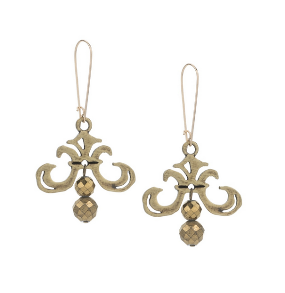 Grand Fleur Drop Earrings with Golden Druzy Dangles