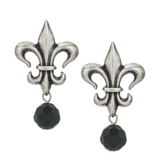 FK Fleur Studs with Black Onyx Dangle