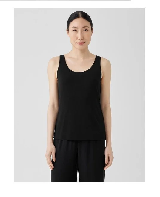 Stretch Silk Jersey Scoop Neck Tank