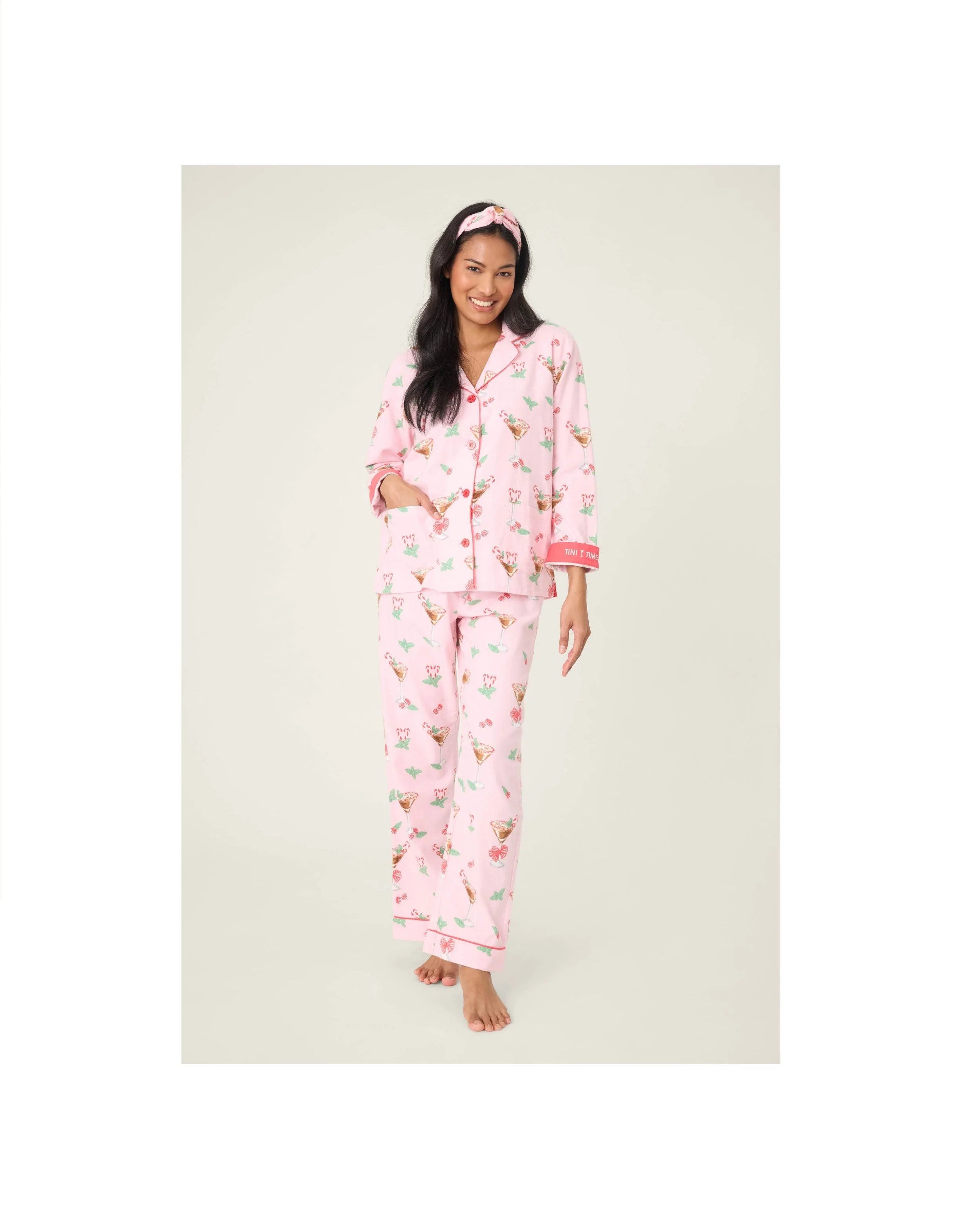 Tini Time Drink Print 3-Piece Flannel PJ Set