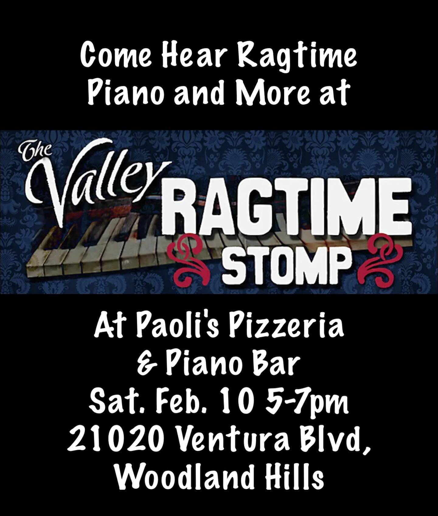 Come one, come all, to see and play at the Valley Ragtime Stomp in Woodland Hills, this Saturday Feb 10 from 5 to 7pm! #ragtime #woodlandhills #piano #pianist #rags