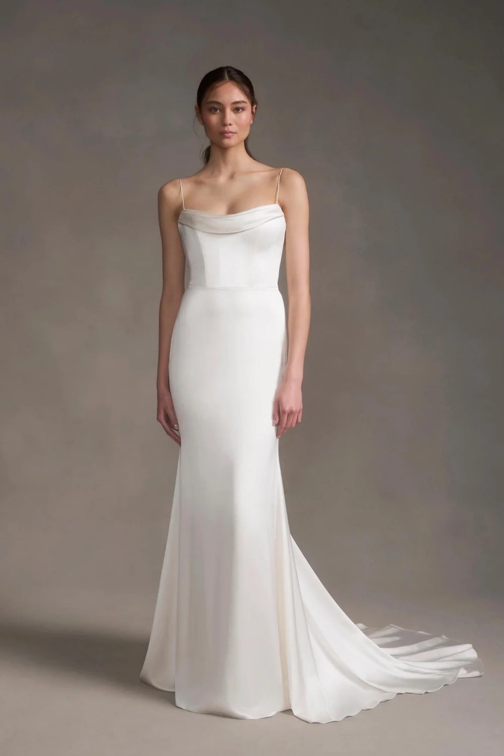 satin rust bridesmaid dresses Cara Rust Matte Satin High-Neck Maxi Dress – Club L London main image 0