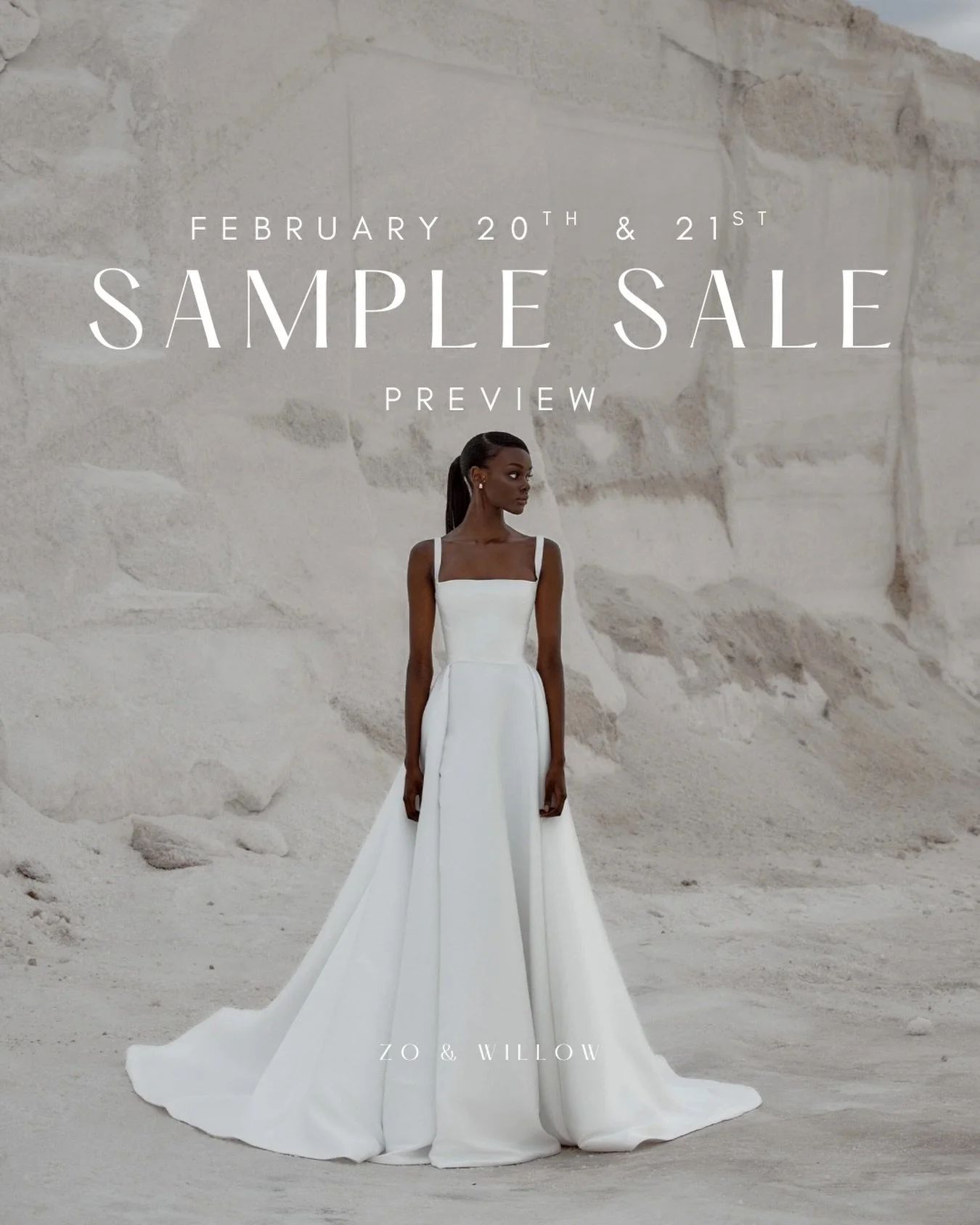 ZO &amp; WILLOW SAMPLE SALE | 20th &amp; 21st of February
Comment SALE to receive the Sample Sale preview and secure the appointment before the sale goes live. 

This February we&rsquo;re hosting 2 Sample Sale Days in the boutique as we say goodbye t