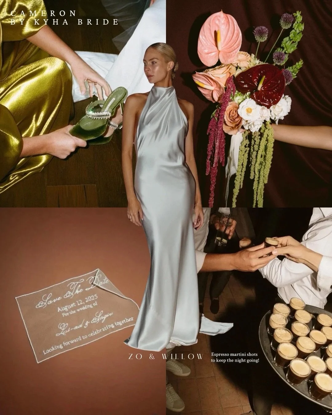 What bride are you? 
Our styling suggestions for our all-time favorite dresses. 
Featuring Cameron by @kyhabride, 
Nova Camille by @viviennewestwood,
Penelope &amp; Sadie by @preajames_bridal, 
Cecilia by @katherinetash. 

All of these wonderful dres