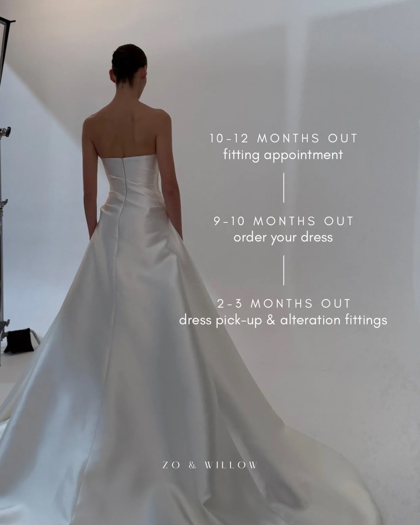 Planning a 2027 wedding? 
If your date falls between March and June 2027, now is the ideal time to book your wedding dress fitting. 

Book your appointment at Zo &amp; Willow via the link in our bio.