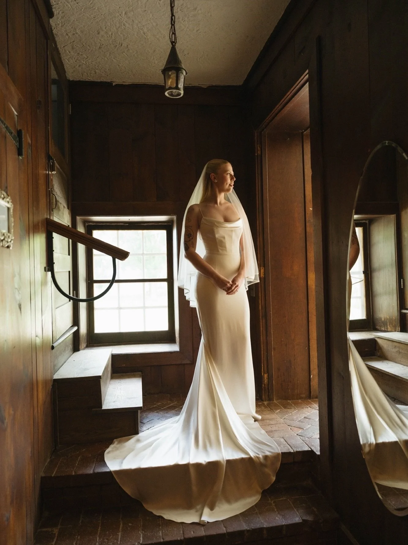 REAL BRIDE | Addie wore the silk Forsythia gown by @alexandragrecco for her barn vintage-inspired wedding. She was a dream in her silk dress, fulfilling her teenage dream of holding a bouquet featuring Clair de Lune peonies as she walked down the ais