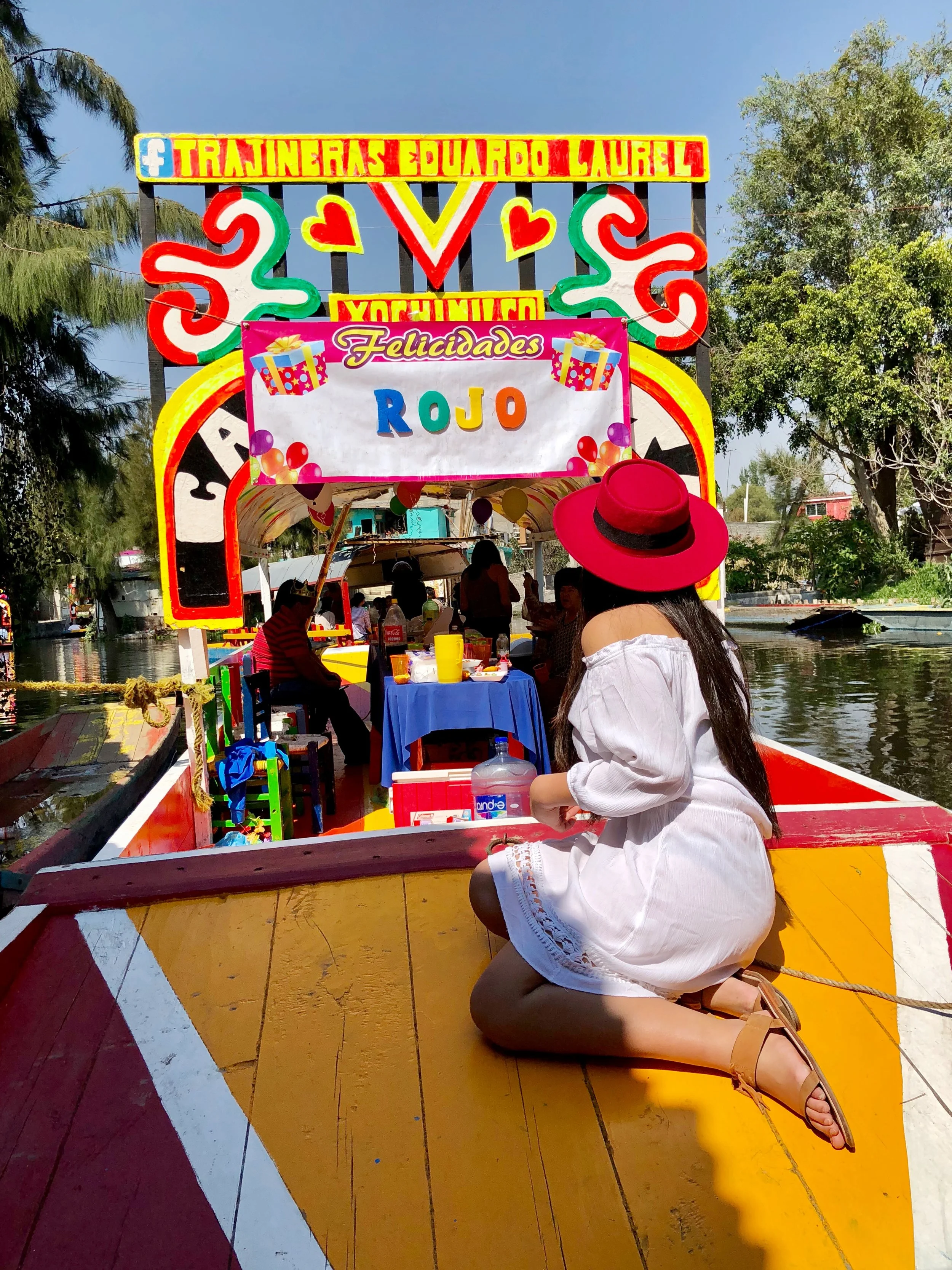 Scored a trajinera (wooden boat) of our own in the canals of Xochimilco